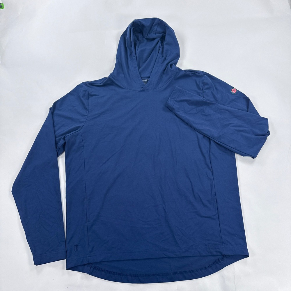 Holderness & Bourne Sullivan Hoodie Mens Large Blue DryLuxe Golf Sun Pullover
